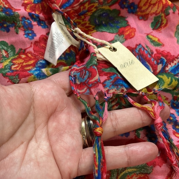 AERIE Pink Colorful Floral Scarf Sarong Wrap Flowers 77 x 26 inches - Picture 9 of 13